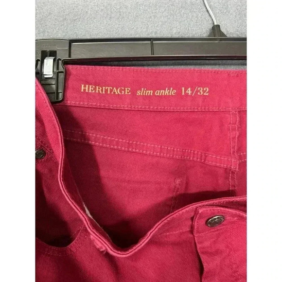 Talbots Heritage Jeans Size 14/32 Red Pink Slim Ankle Stretch Chino Mid Rise - Picture 5 of 11